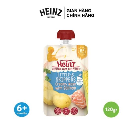 TRÁI CÂY NGHIỀN HEINZ 120G 6+ _ KHOAI TÂY, KEM, CÁ HỒI