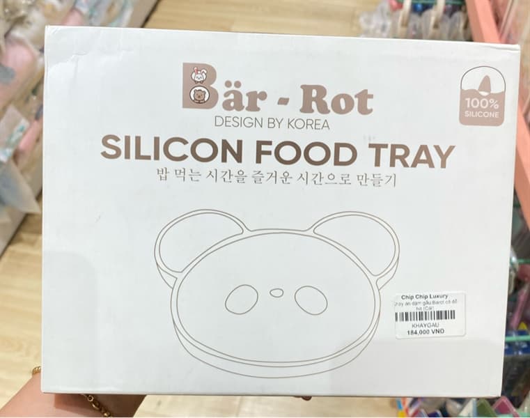 Khay ăn dặm gấu Barot có đế hít