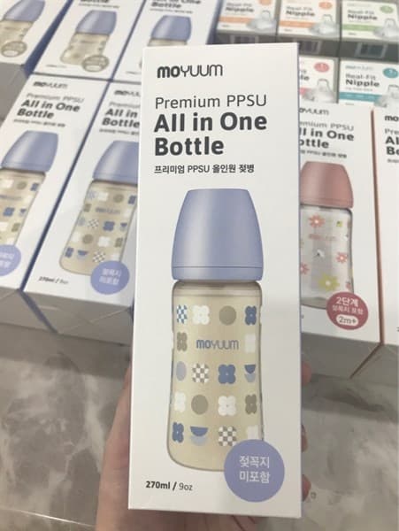 BÌNH SỮA MOYUUM PPSU TÍM CỎ BA LÁ 270ml ( K NÚM )