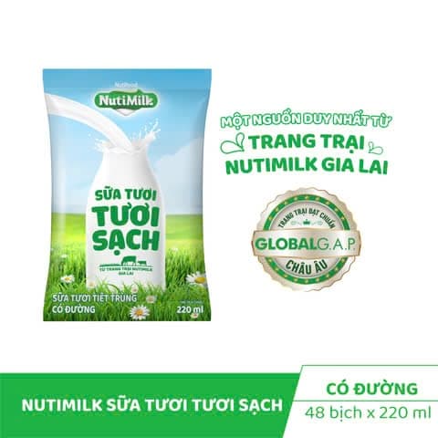 STTS NUTIMILK ít đường bịch 220ML
