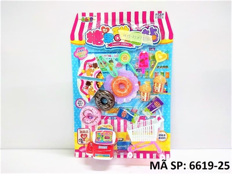 661-25 VĨ BẾP MÁY TÍNH TIỀN SIÊU THỊ, BÁNH, ĐỒ GẮP, KẸO, XE ĐẨY, SỮA, BÁNH KEM, 2 LY BẮP