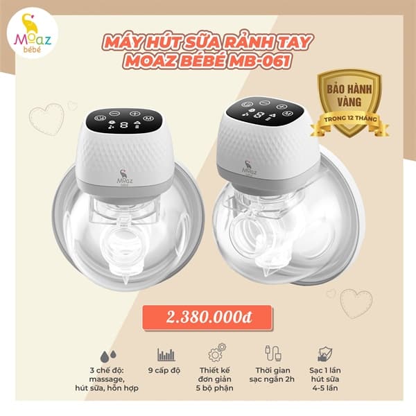 Máy hút sữa rảnh tay Moaz MB061