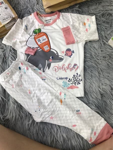 BỘ QA DÀI TAY BAMBO HOẠ TIẾT CÁ 6-9M