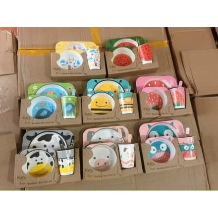 Bộ khay ăn sợi tre 5 món