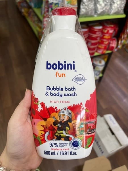 SỮA TẮM TẠO BỌT BOBINI 500ML VỊ MÂM XÔI - 1 TUỔI