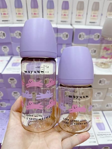 Bình sữa Moyuum 170ml - With cat tím (kèm núm)