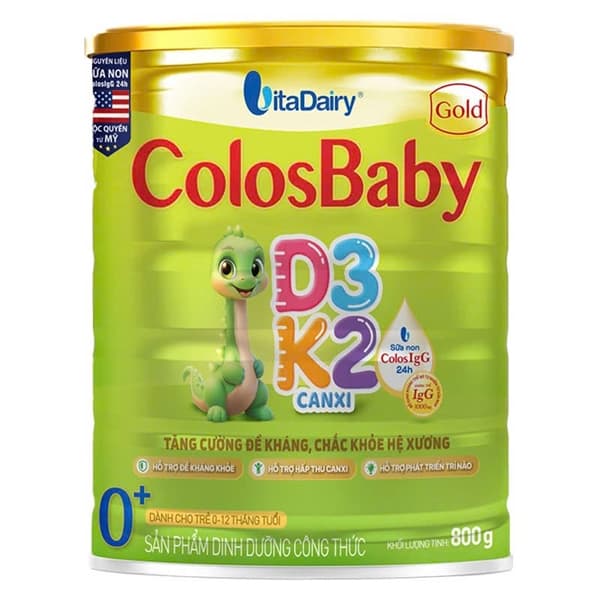 Sữa bột VitaDairy Colosbaby gold D3k2 0+ 800g