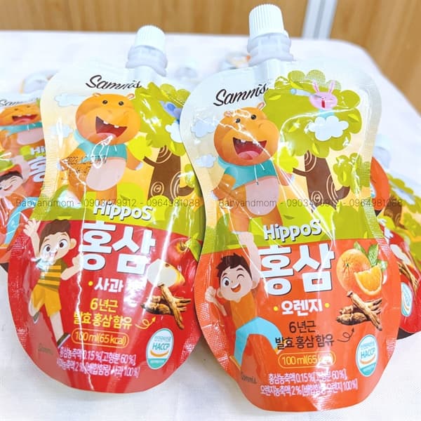 Hồng Sâm Hippo HQ 100ml - Vị Cam (10 tuýp/Lốc)