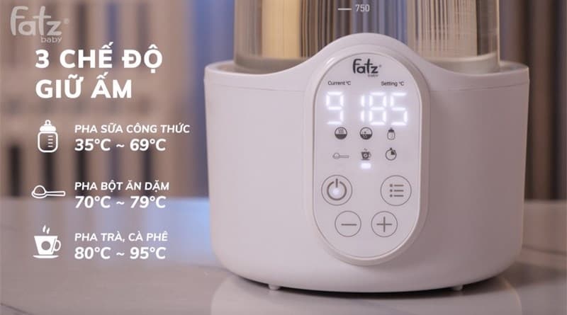 MÁY ĐUN NƯỚC VÀ HÂM NƯỚC PHA SỮA ĐIỆN TỬ QUICK 8 FATZBABY FB3525TN