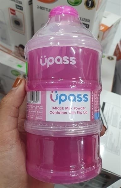 HỘP ĐỰNG SỮA BỘT CÓ NẮP LẬT UPASS THÁI LAN XANH/HỒNG UP8010N