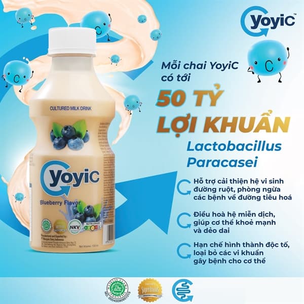 Sữa chua Yoyic 130ml - Việt quất (chai)