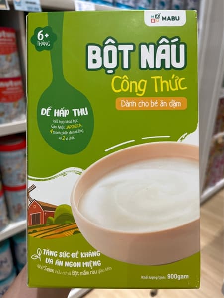Bột nấu công thức dành cho bé ăn dặm Mabu 900g