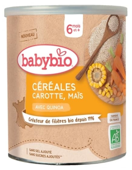 Bột ad & lắc sữa Babybio- Cà Rốt, Bắp (417)