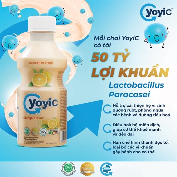 Sữa chua Yoyic 130ml - Vị Cam (chai)