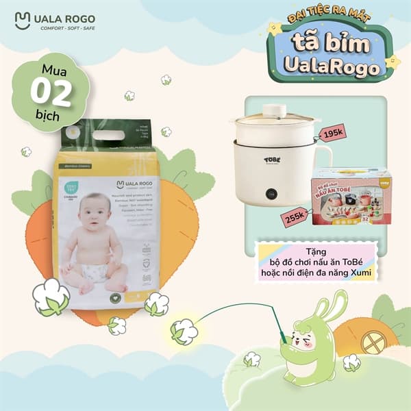 KM Tã Uala Rogo - Bộ đồ chơi nấu ăn TOBÉ 5105 (2 bịch)