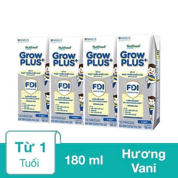 Sữa nước Nutifood GrowPlus Phát triển chiều cao 180ml (bạc)