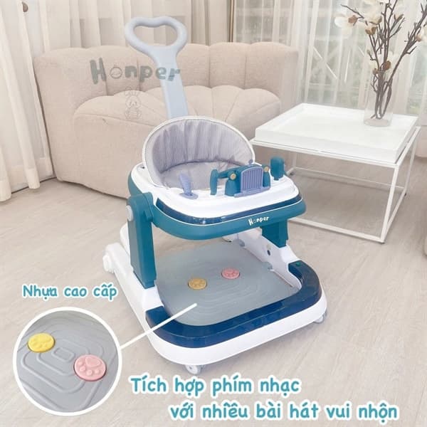 Honper - Xe tập đi có cần đẩy Xanh