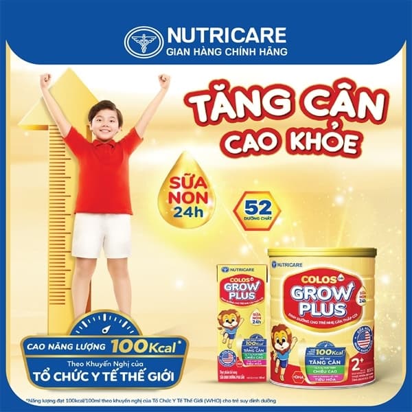 Sữa bột Colos 24h Grow Plus 2+ 850gram