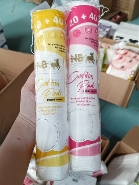 Bông tẩy trang tròn NB 160 (Hồng + Xanh)