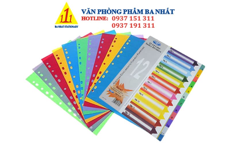 Bìa phân trang nhựa A4 12 màu