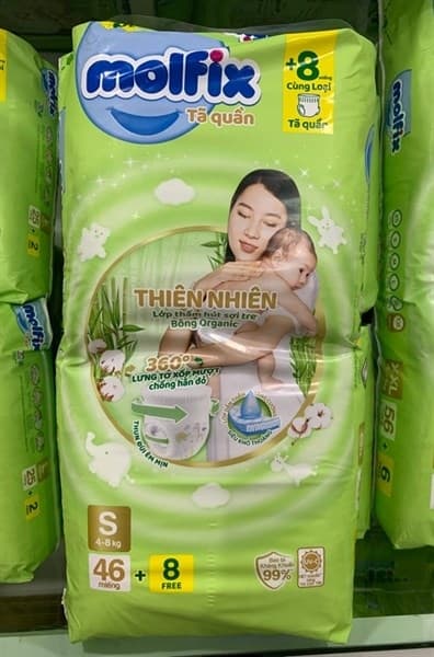 TÃ DÁN MOLFIX NATURAL ORGANIC SỢI TRE XXL56+6 ULTRA JUMBO 15-25KG