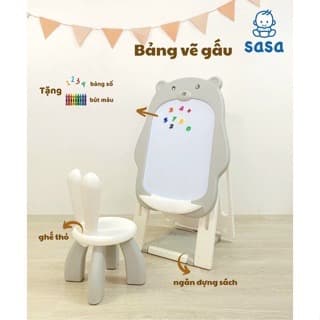 Bảng vẽ kèm ghế gấu Sasa trắng